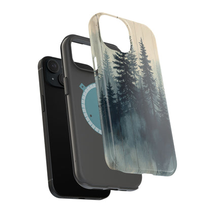 Misty Forest Wood MagSafe iPhone Case - Nature-Inspired Protective Cover