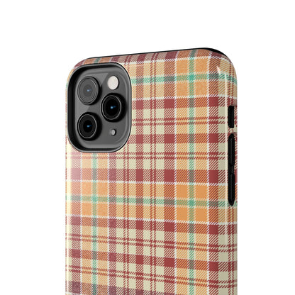 Retro Chic Plaid iPhone Case in Red, Orange, Green & Cream – Classic Vintage Style