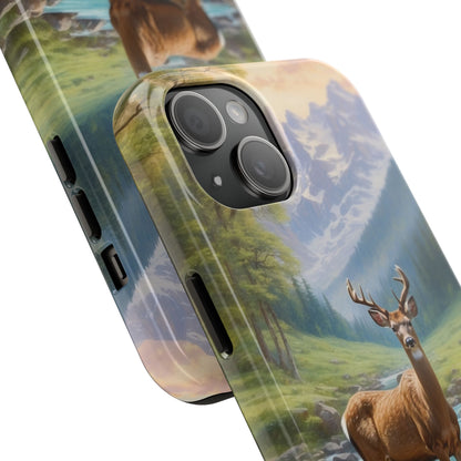 Alpine Serenity – Stag in Mountain Bliss iPhone Cases