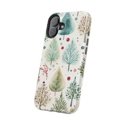 Watercolor Winter Trees MagSafe iPhone Case – Nature-Inspired, Holiday Theme Protective Cover