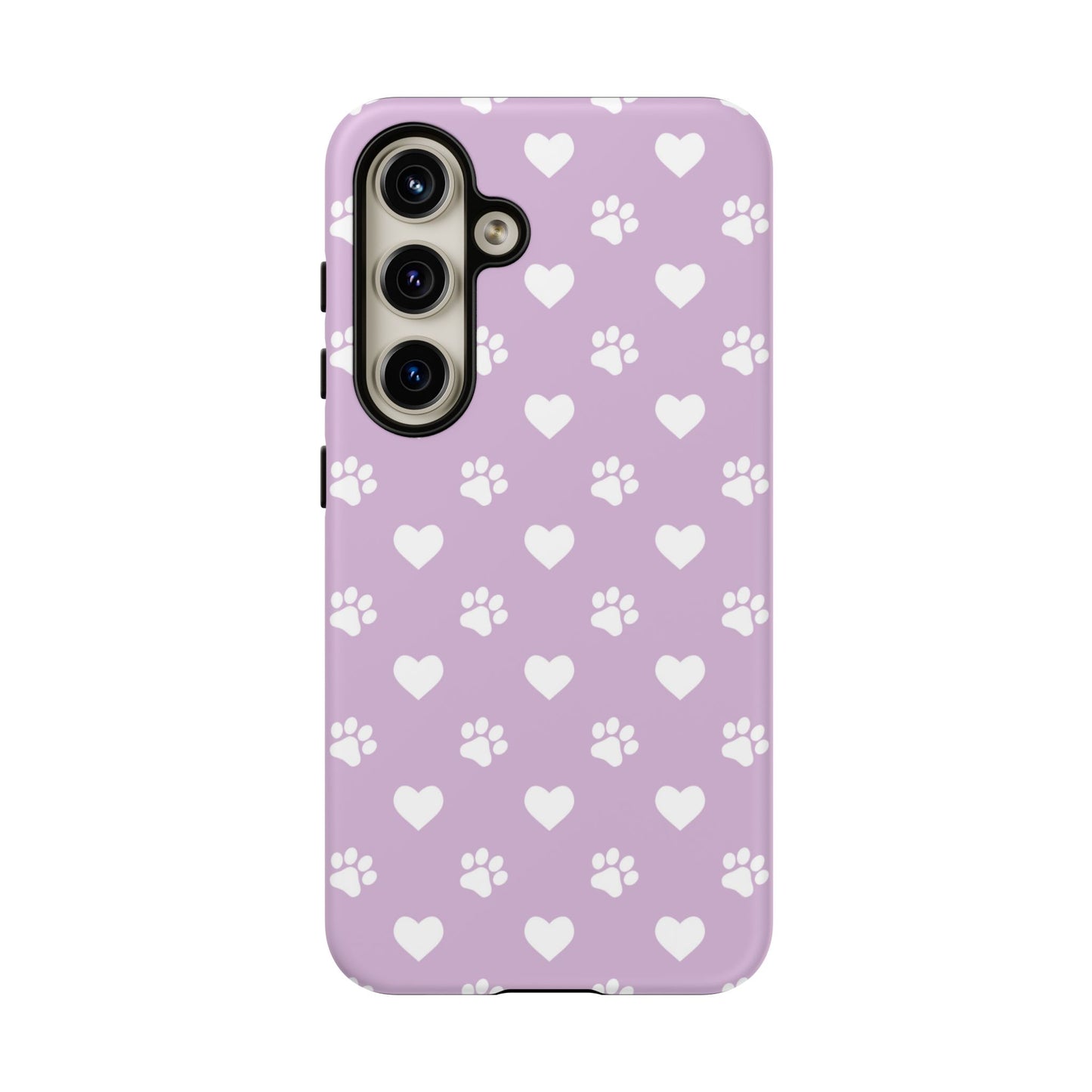 Purple Hearts & Paw Prints - Cute Pet Lover Phone Case