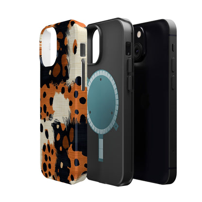 MagSafe iPhone Case: Cheetah Plaid – Brown & Black Pattern