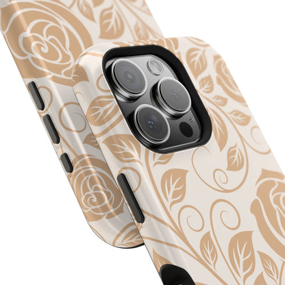 Vintage Rose Vine Tough MagSafe iPhone Case – Elegant Floral Pattern with Dual-Layer Protection