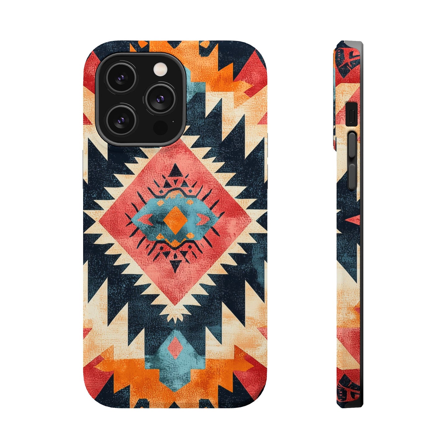 Bold Aztec Pattern Tough MagSafe iPhone Case – Vibrant Geometric Design, Dual-Layer Protection