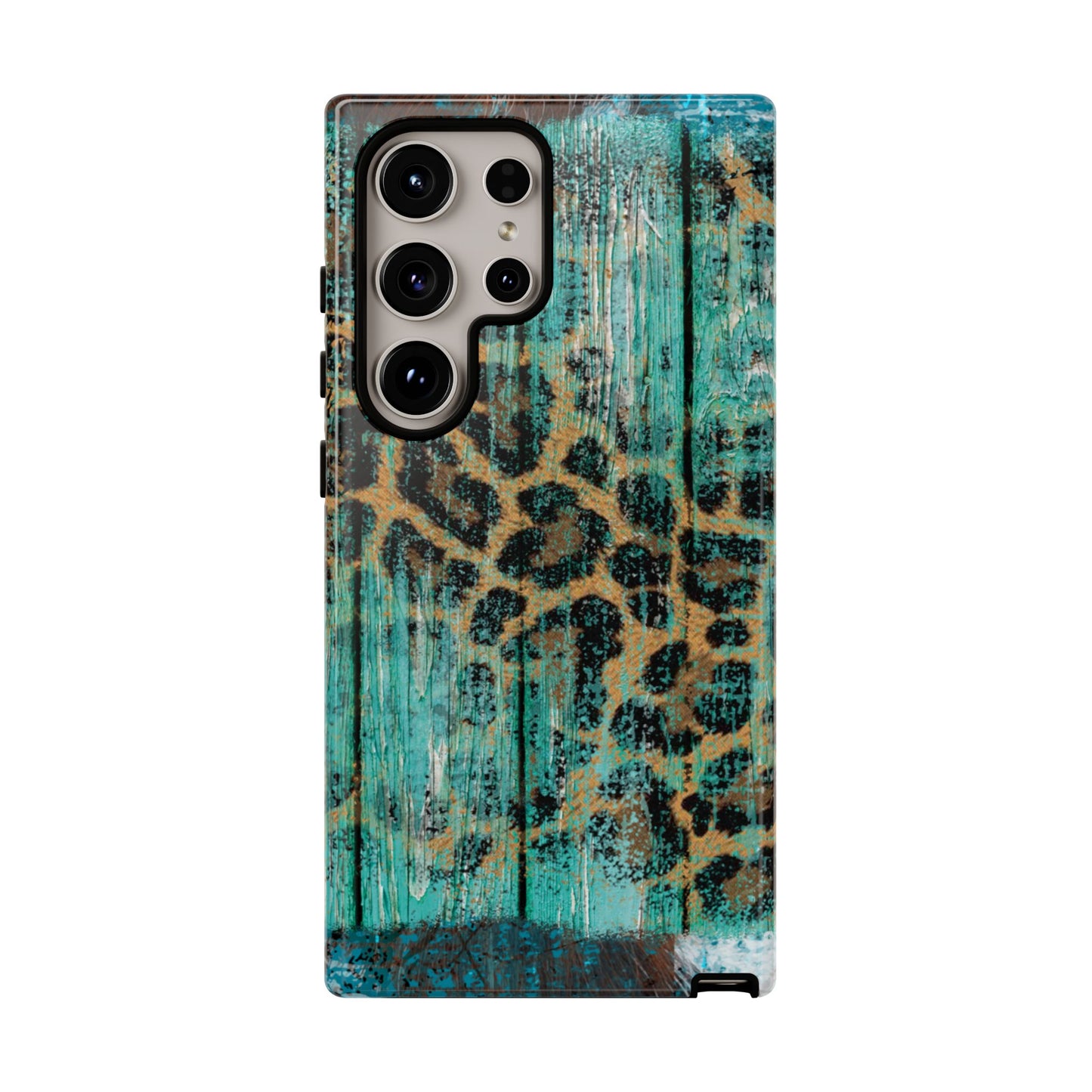 Turquoise Rustic Leopard Wood - Samsung Galaxy Series Case