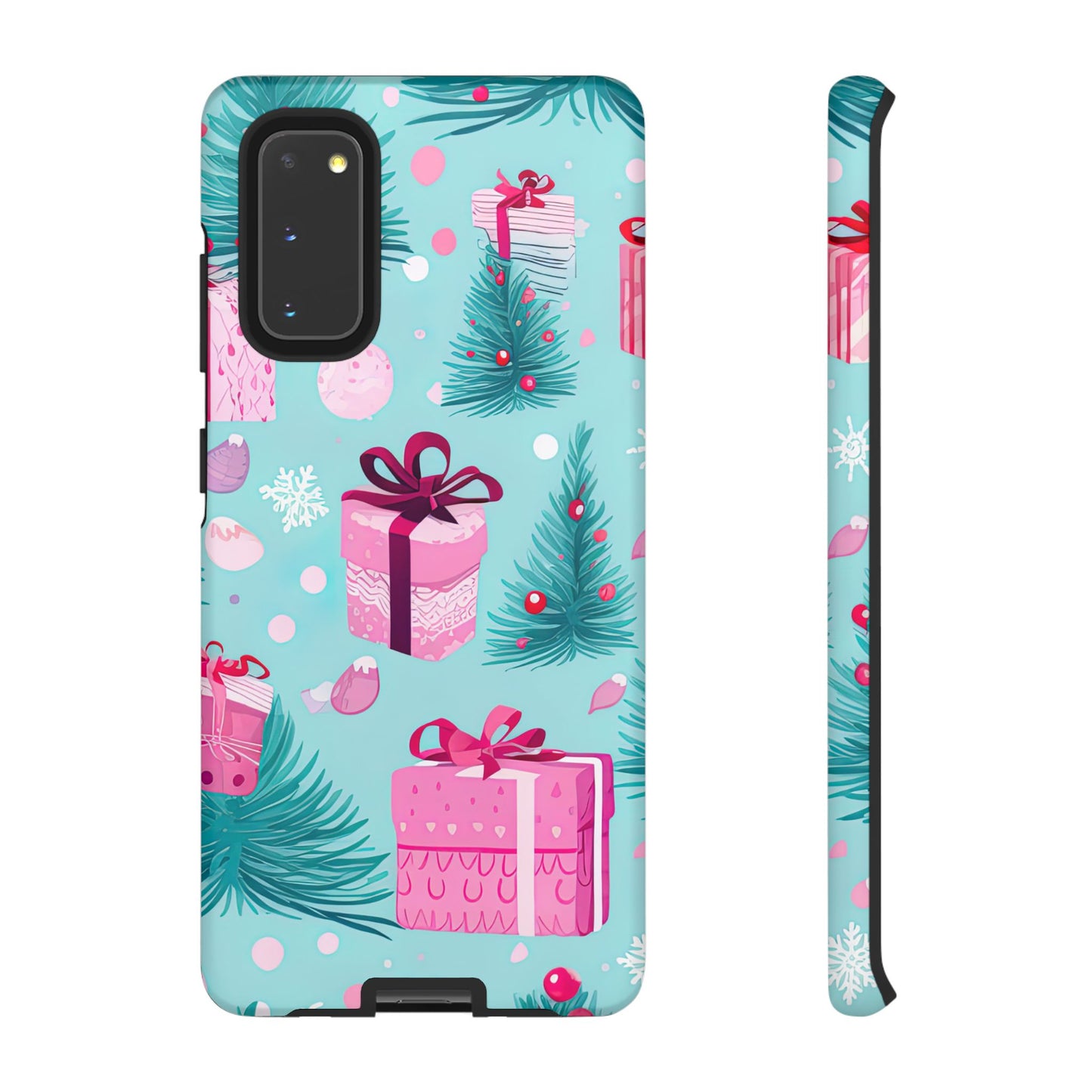 Festive Pink Christmas Gifts and Evergreen Samsung Galaxy Case – Holiday Theme, Protective Cover