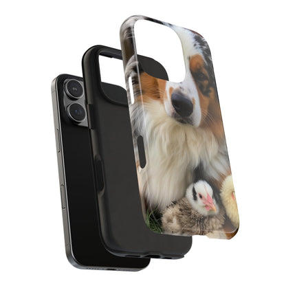 Aussie Farm Dog and Baby Chicks Phone Case