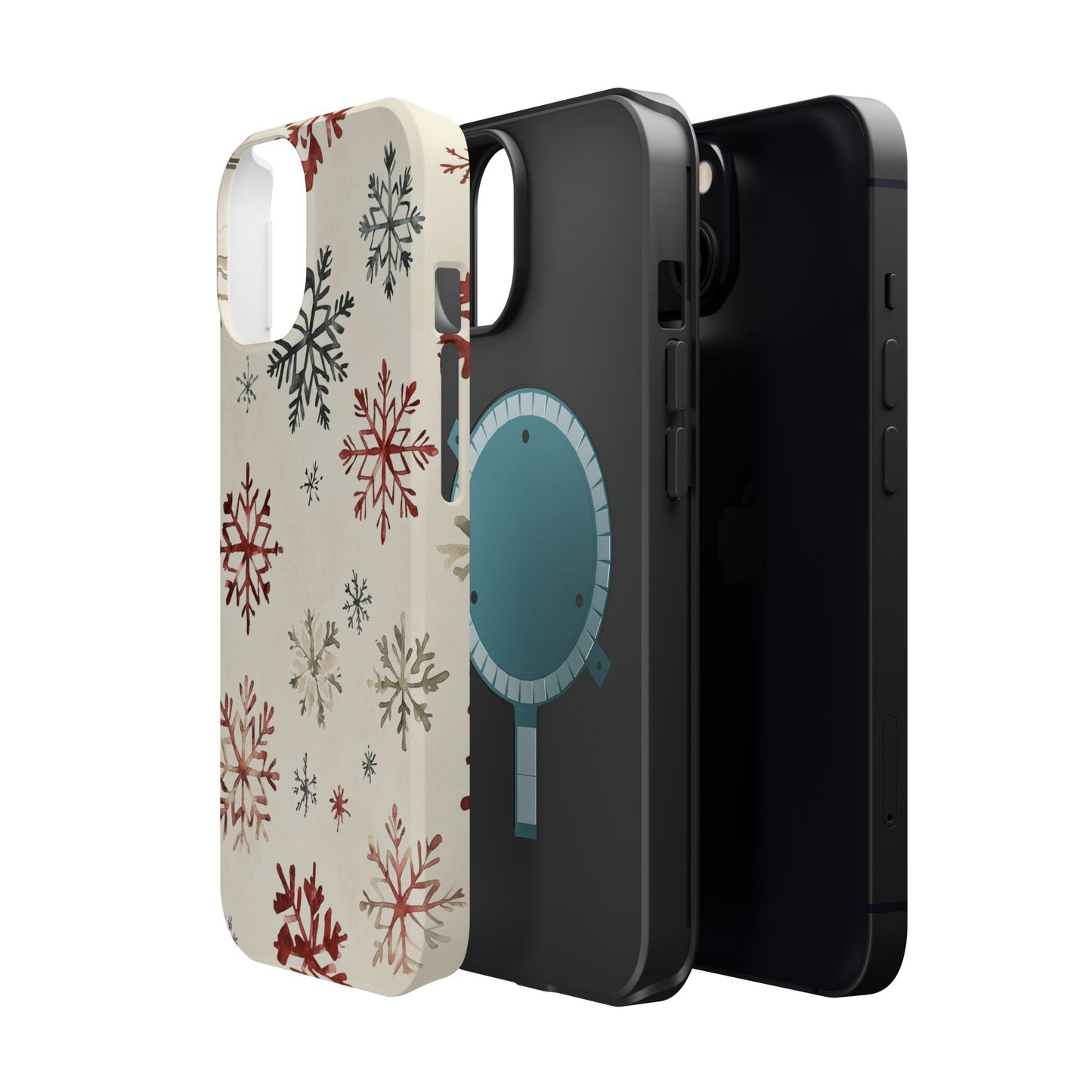 Vintage Red and Gray Snowflake Pattern – MagSafe iPhone Series Case