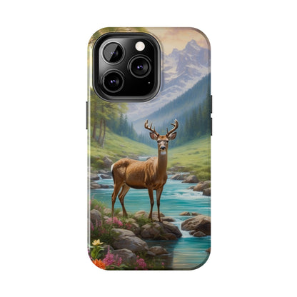 Alpine Serenity – Stag in Mountain Bliss iPhone Cases