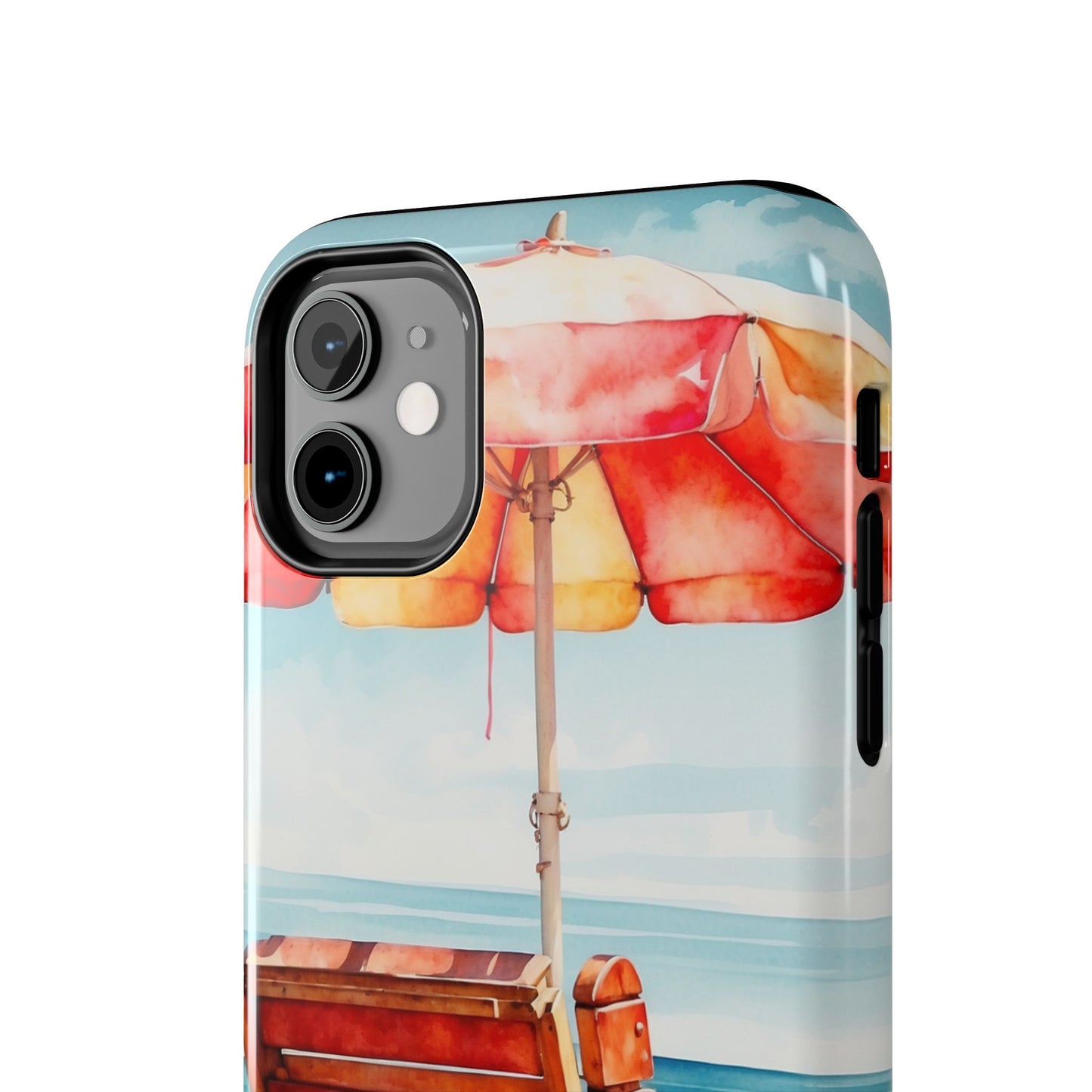 Beachfront Sunset Lounge iPhone Case – Vibrant Watercolor Design