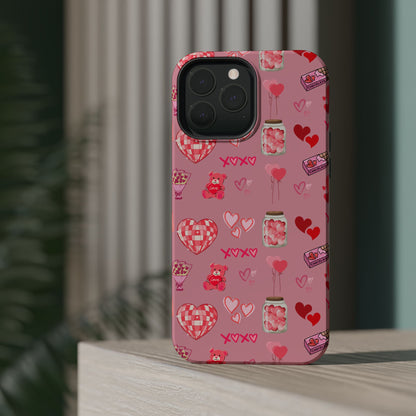 Pink Valentine Love Collage – MagSafe-Compatible iPhone Case