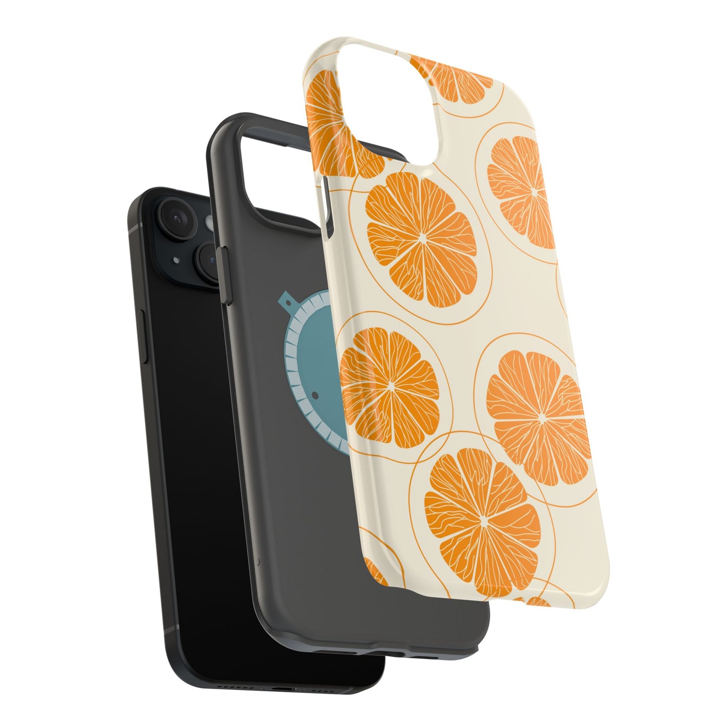 Citrus Burst Pattern Tough MagSafe iPhone Case – Bold Orange Design, Shockproof Protection