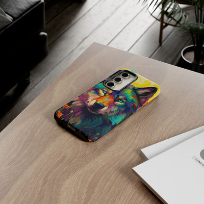 Rainbow Wolf in Bloom – Samsung Galaxy Case with Vivid Nature Design