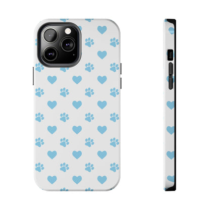 Blue Paw Prints & Hearts – Adorable and Durable iPhone Case for Pet Lovers