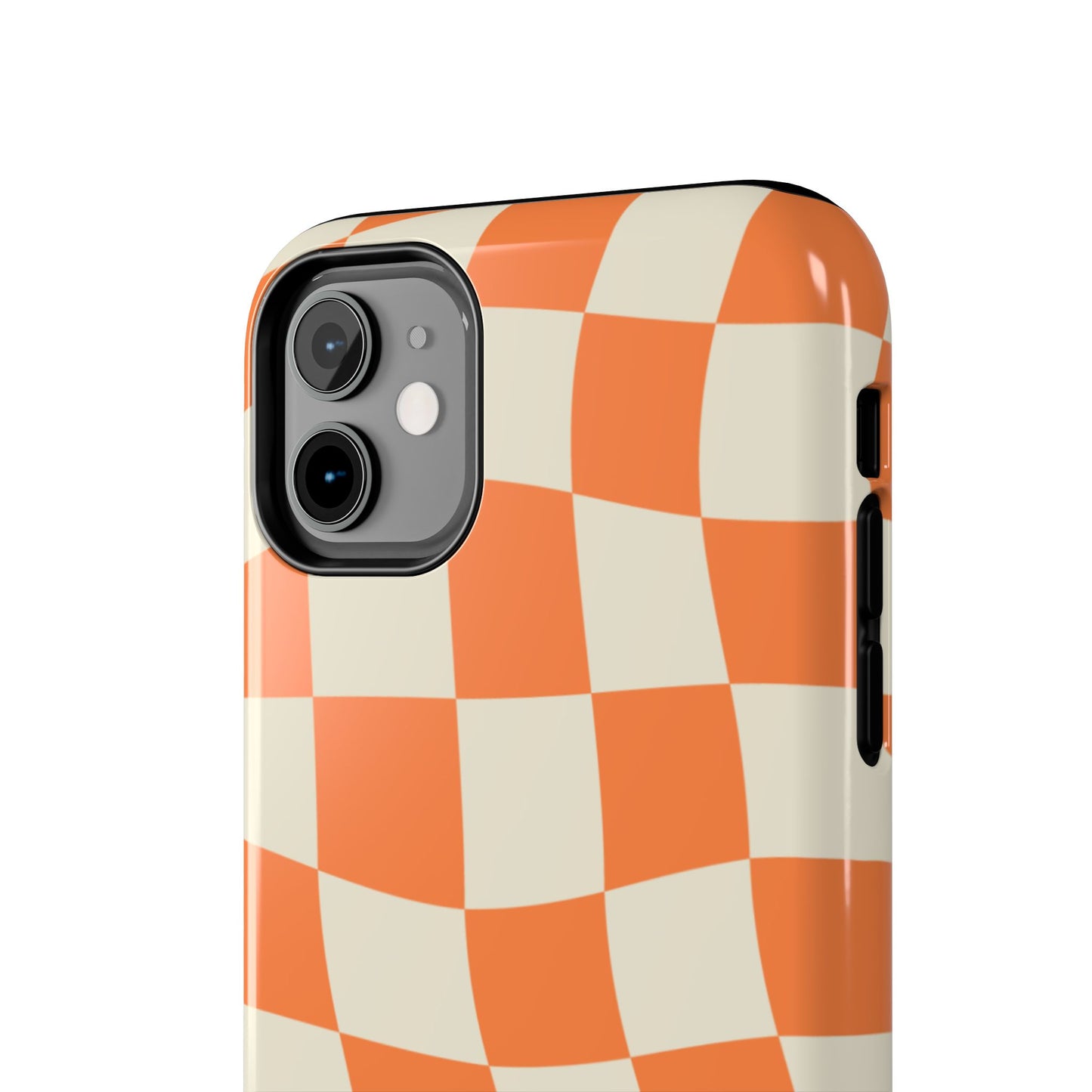 Wavy Retro Checkerboard iPhone Case – Shockproof, Matte Finish, Dual-Layer Protection