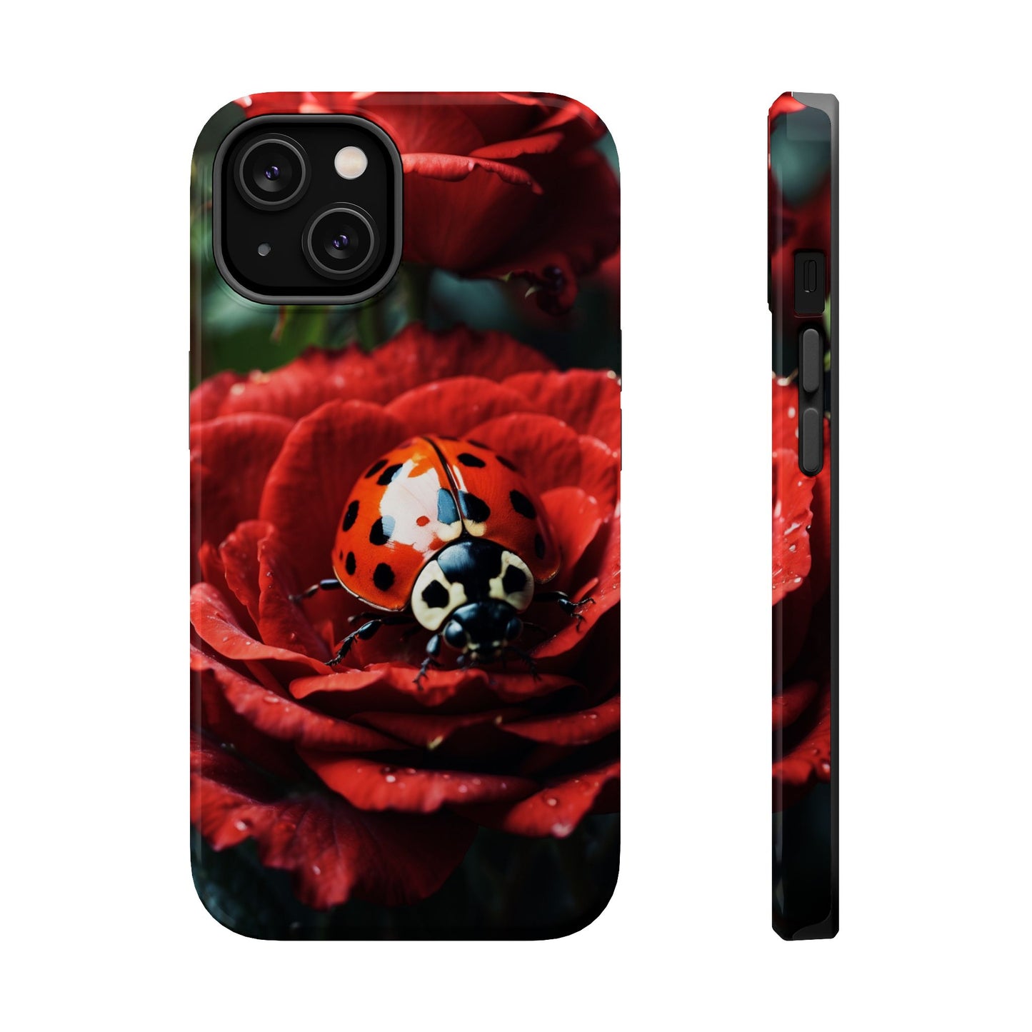 Elegant Rose & Ladybug Charm - MagSafe iPhone Case