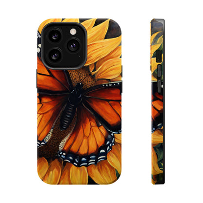 Monarch Butterfly & Sunflower Art – MagSafe iPhone Case