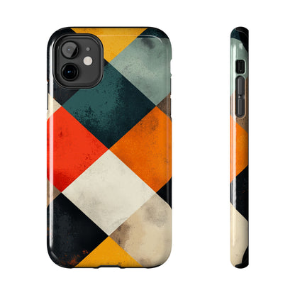 Geometric Retro iPhone  Case - Colorful Checkered Protective Cover