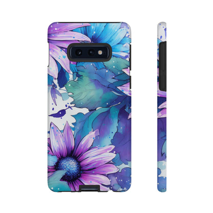 Purple & Teal Watercolor Floral Samsung Galaxy Case - Artistic Flower Design