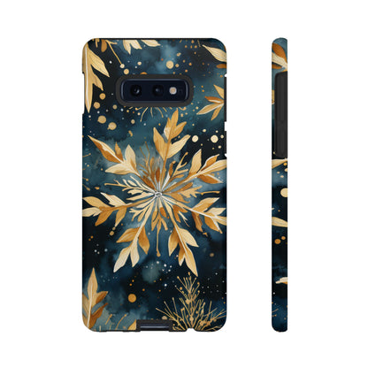 Gold Floral Snowflakes on Midnight Blue - Samsung Galaxy Series Case