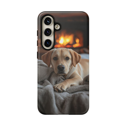 Cozy Golden Retriever by the Fireplace - Samsung Galaxy Case