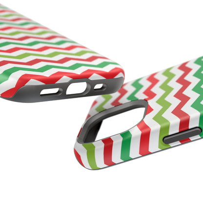 Vibrant Fiesta Chevron – Yellow Green, Green & Red Geometric MagSafe Case