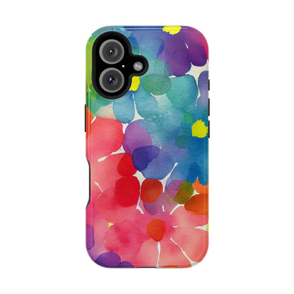 Rainbow Bloom Watercolor MagSafe iPhone Case – Slim Design, Glossy Finish