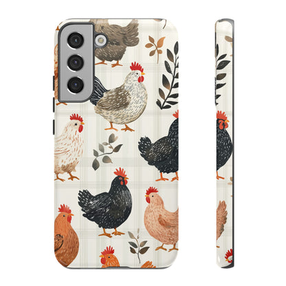 Samsung Galaxy Case: Vintage Chicken & Leaves – Farmhouse Style Case