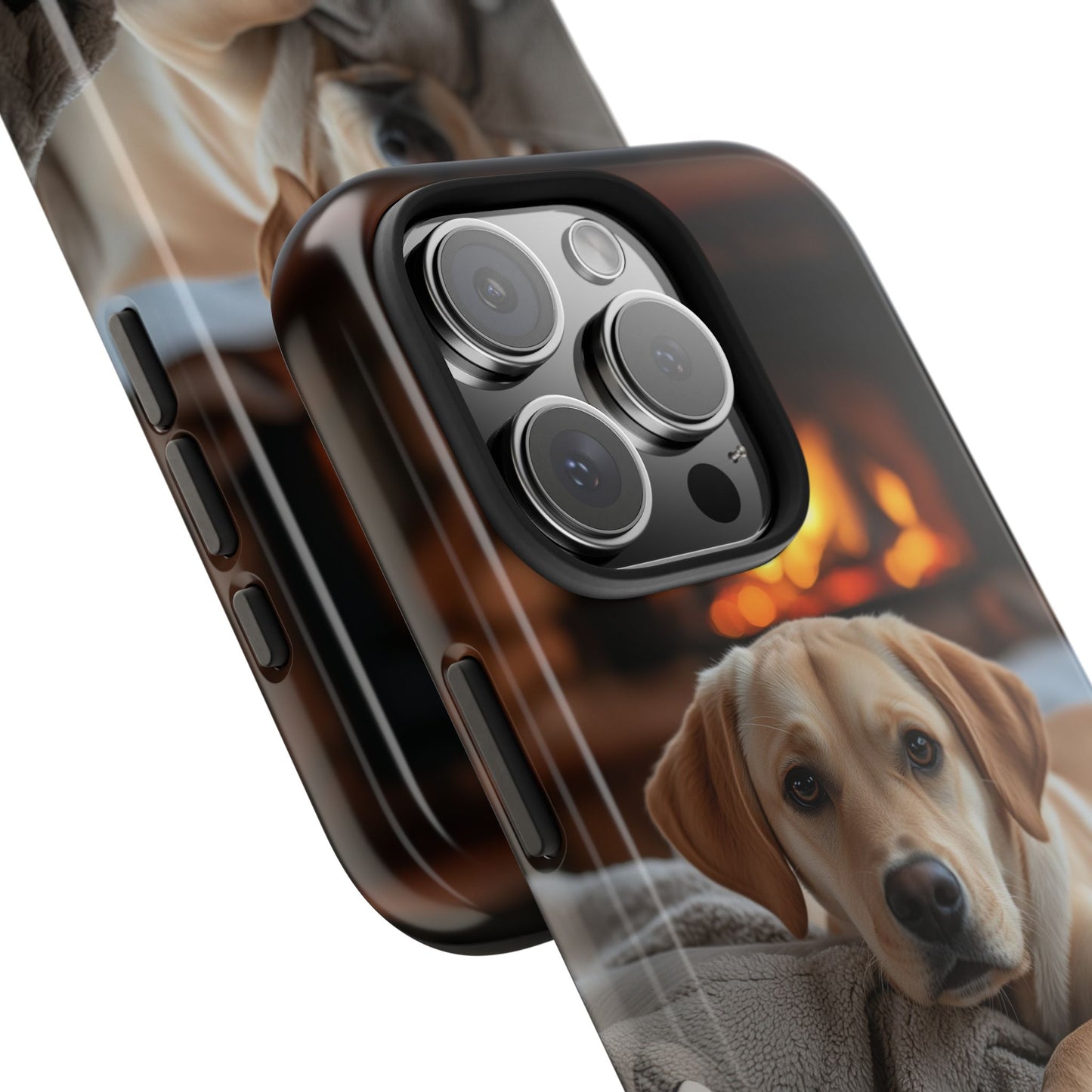 Cozy Golden Retriever by the Fireplace - iPhone Series Case