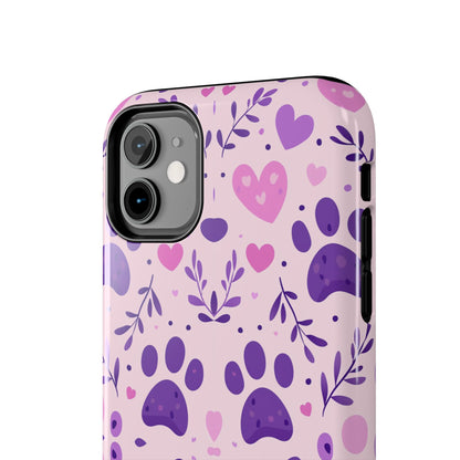 Pastel Paw Print iPhone Case - Cute Pet-Themed Floral Protective Cover