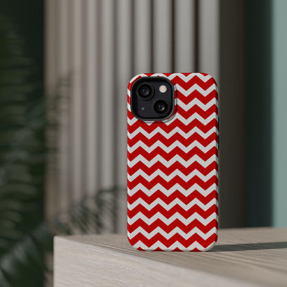 Bold Red & White Chevron – Modern Geometric MagSafe iPhone Case