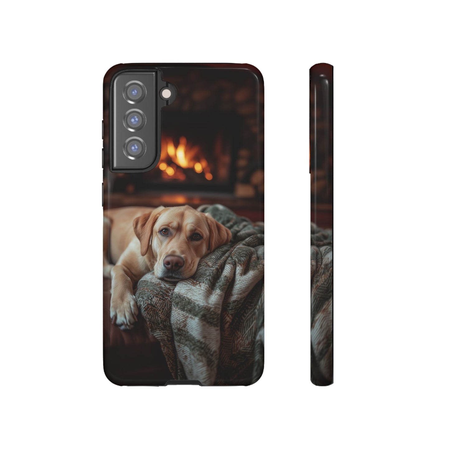 Cozy Labrador by Fireplace Samsung Galaxy Case – Rustic Cabin Protective Cover