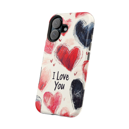 Brushstroke Hearts of Love "I Love You" - MagSafe Compatible Case