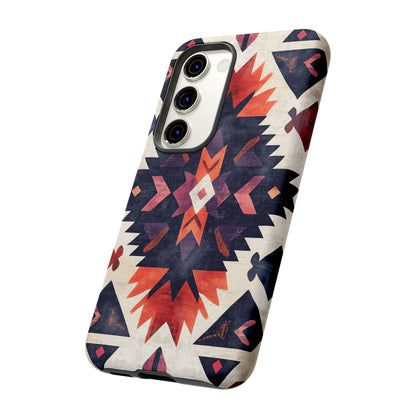Boho Tribal Starburst Tough Samsung Galaxy  Case – Vibrant Geometric Design, Dual-Layer Protection