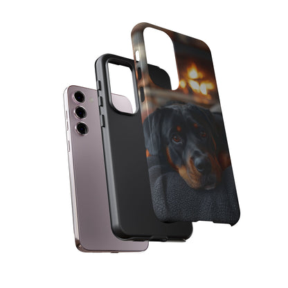 Warm Rottweiler by the Fireplace Samsung Galaxy Case – Rustic Charm for Dog Lovers