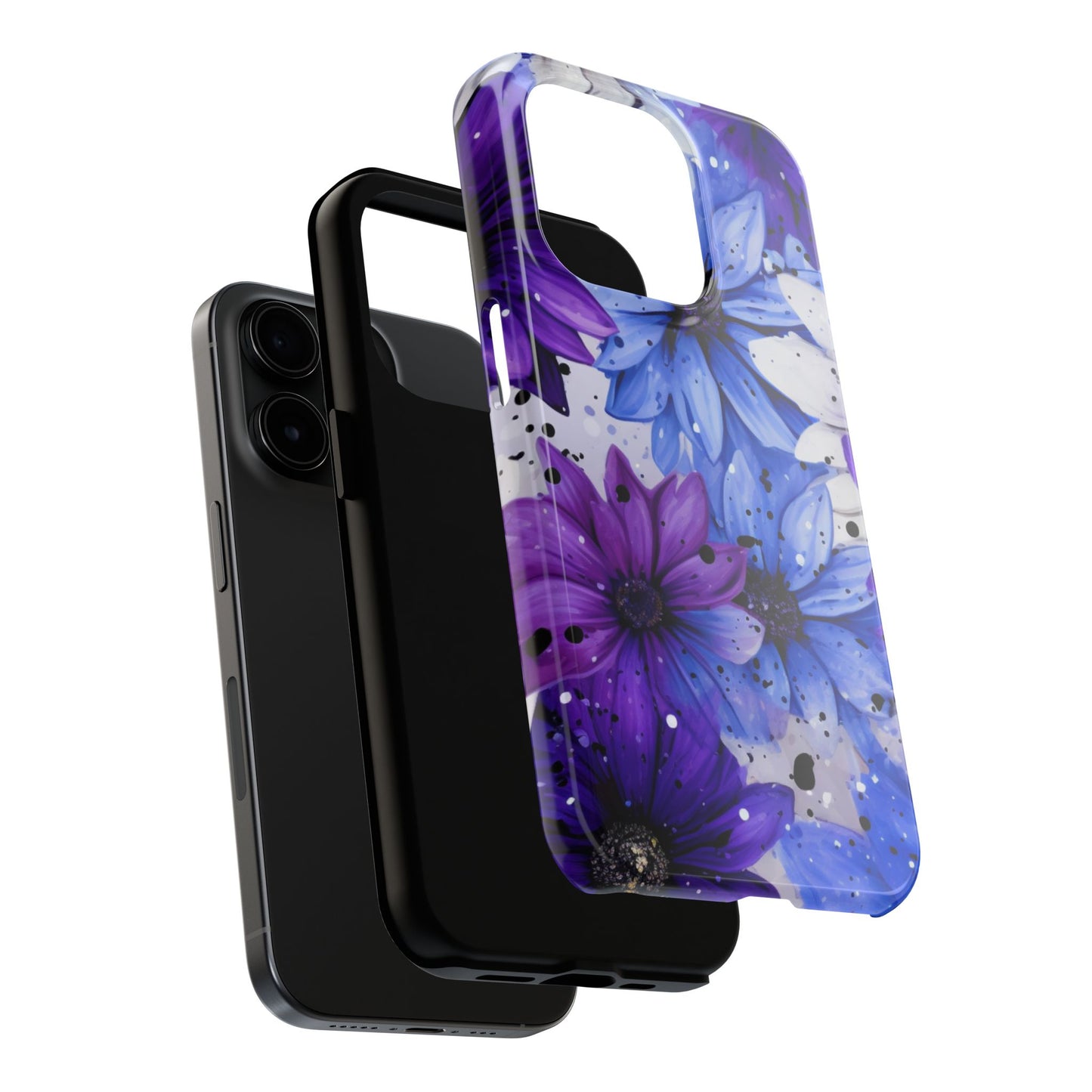 Vibrant Purple & Blue Floral Splash - iPhone Series Case