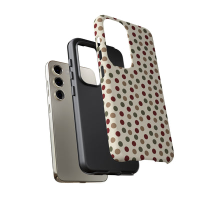 Festive Red & Green Polka Dots on Cream – Samsung Galaxy Case