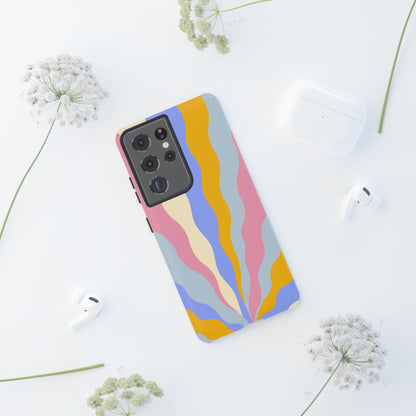 Pastel Radiance Samsung Galaxy Case – 70s-Inspired Dual-Layer Design with Wavy Sunburst Pattern