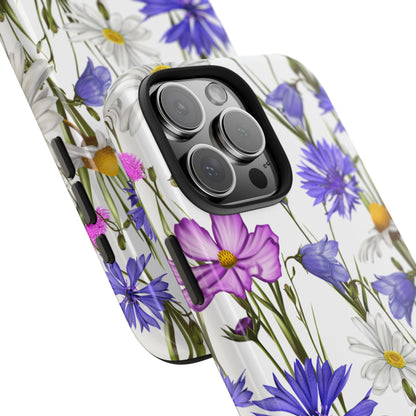 Wildflower Meadow iPhone Case – Purple, Blue, and White Floral Design