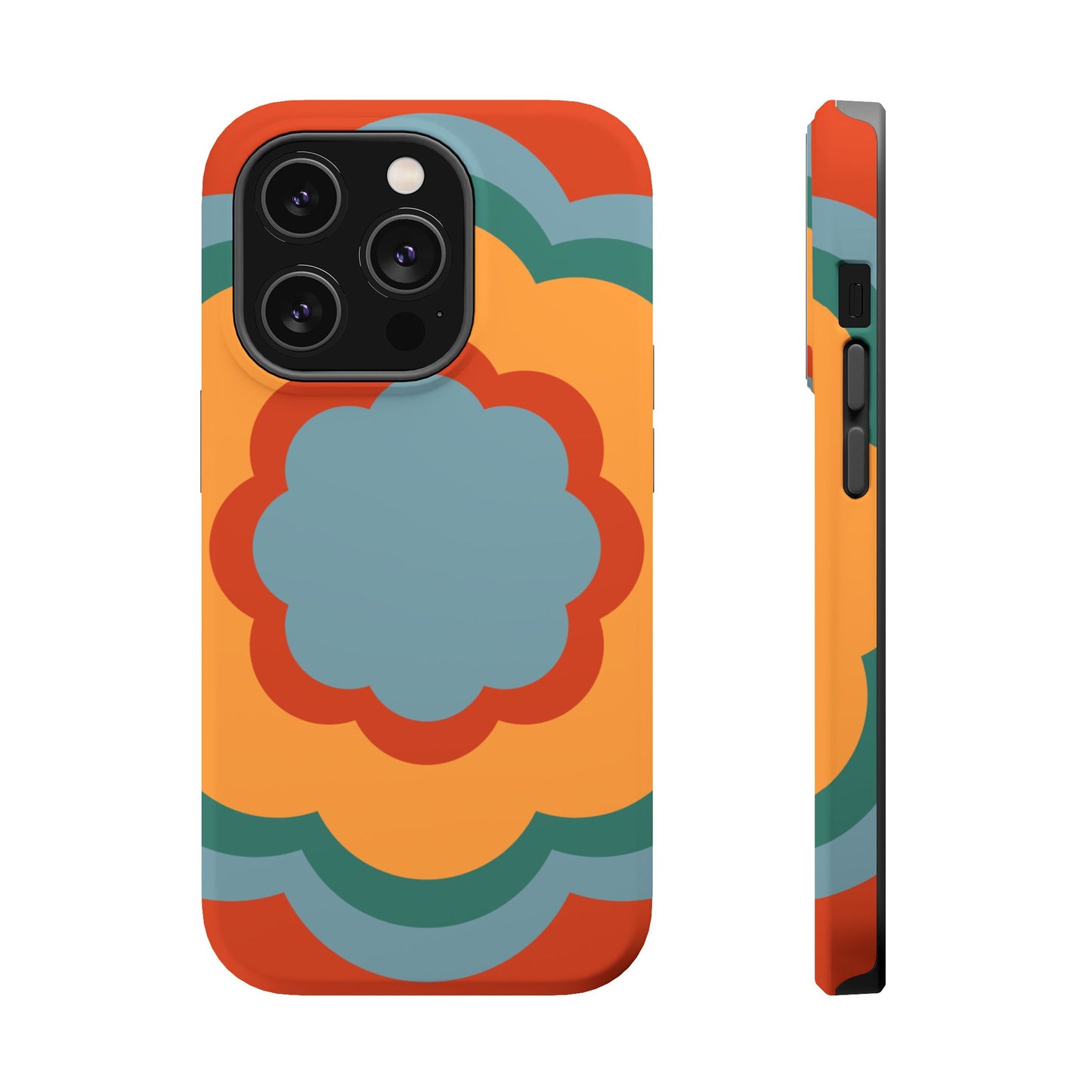 Retro Flower Power MagSafe iPhone Case – Bold 70s-Inspired Design with Dual-Layer Protection