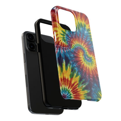 Retro Tie-Dye Swirl iPhone Case – Rainbow Spiral Design