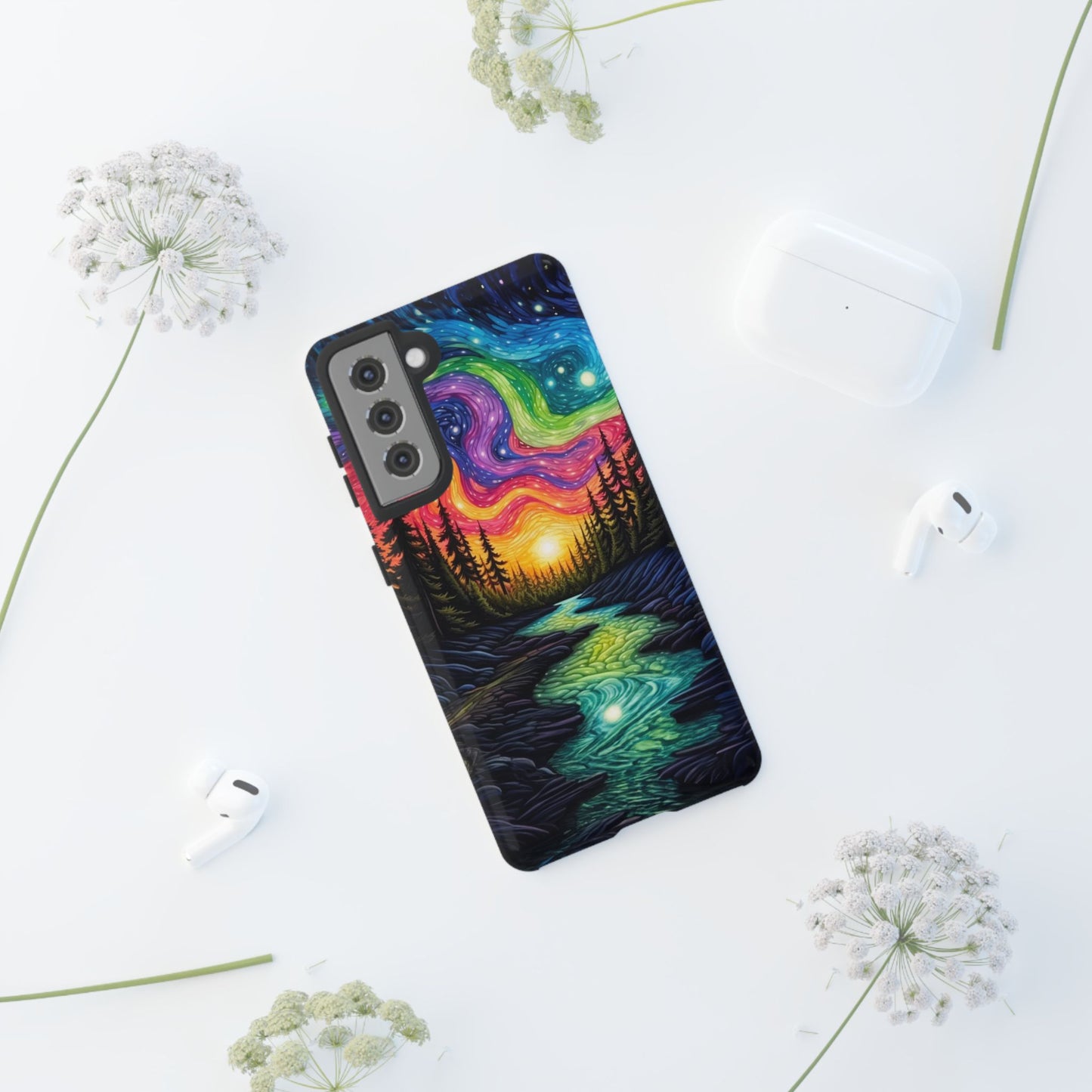 Celestial Nightscape Samsung Galaxy Case – Vibrant River and Starry Sky Design