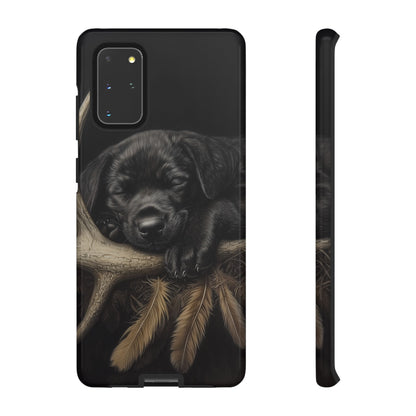 Adorable Black Labrador Puppy on Feathers Samsung Galaxy Case