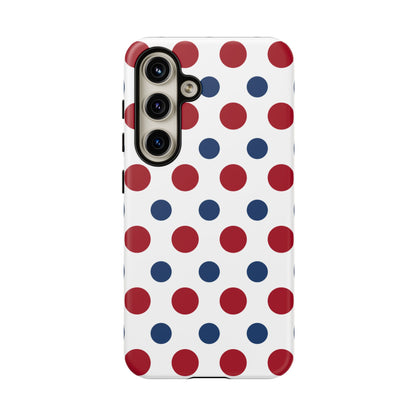 Patriotic Navy, White, and Red Polka Dot Samsung Galaxy Case