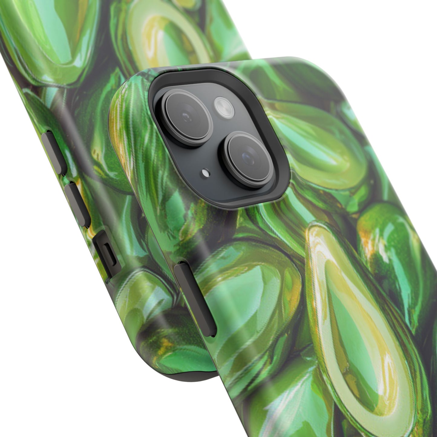 Glossy Avocado MagSafe iPhone Case – Sleek Green 3D Fruit Design, Durable and Stylish