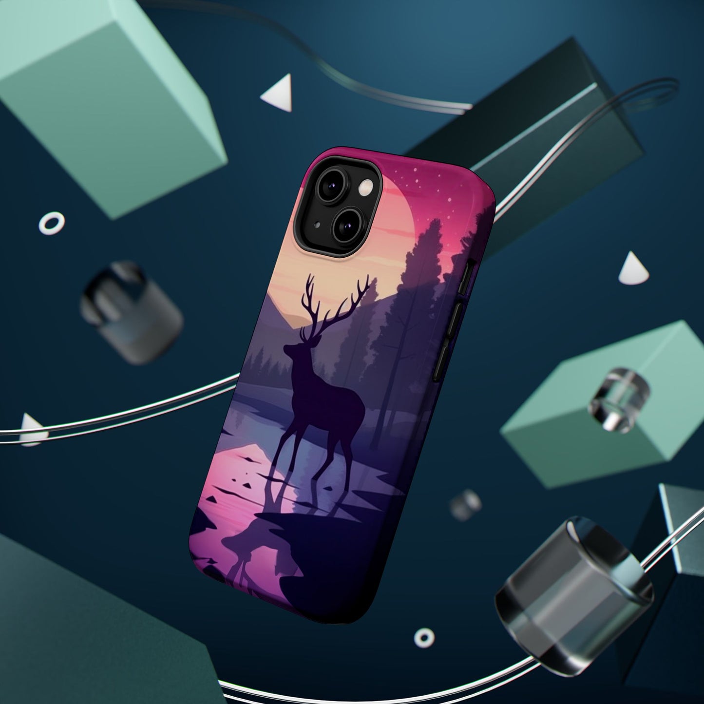 Twilight Elegance: Stag Reflection – MagSafe iPhone Case