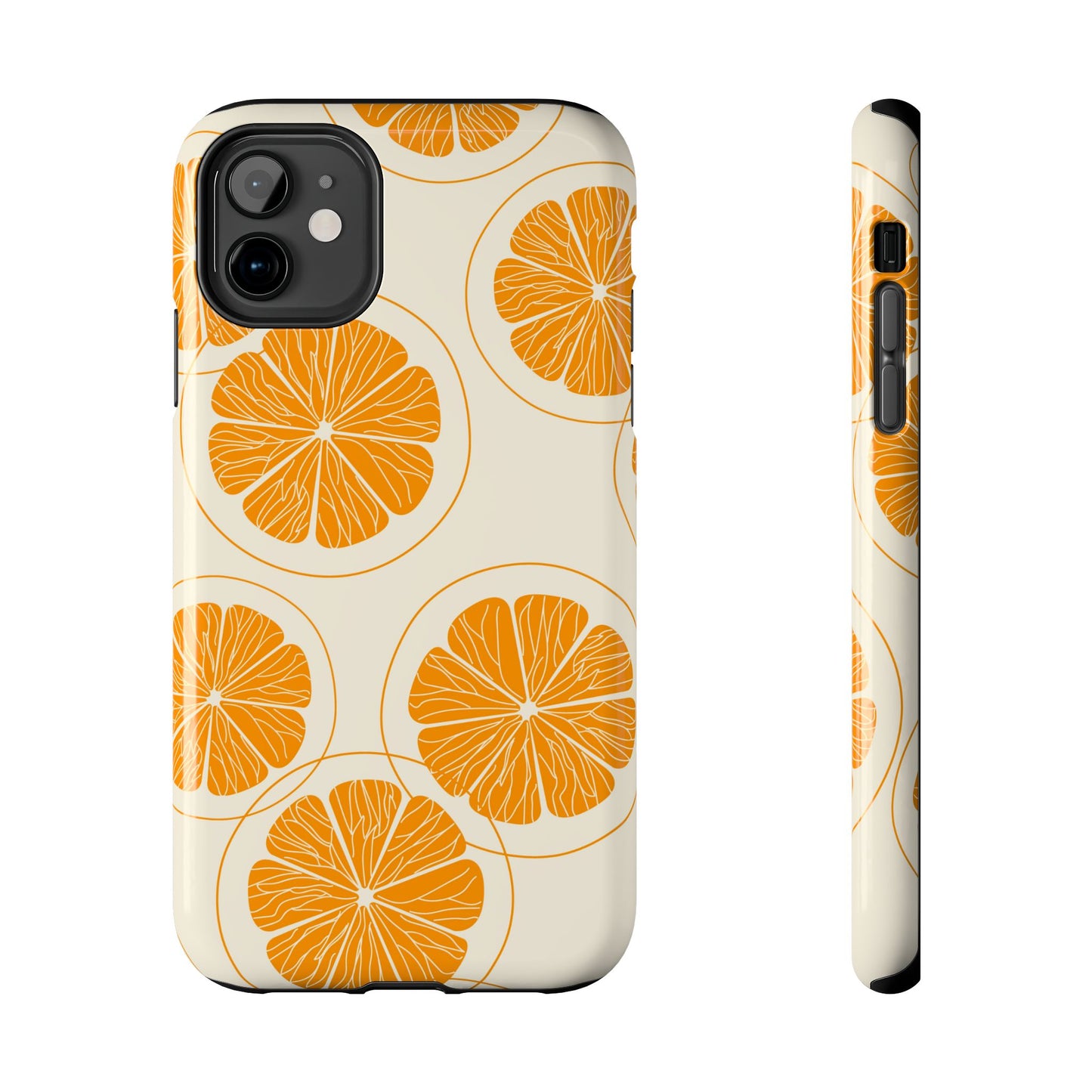 Citrus Burst Pattern Tough iPhone Case – Bold Orange Design, Shockproof Protection - BOGO Cases