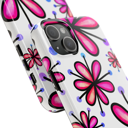 Pink Retro Bloom iPhone Case – Ultra-Slim Design, Glossy Finish