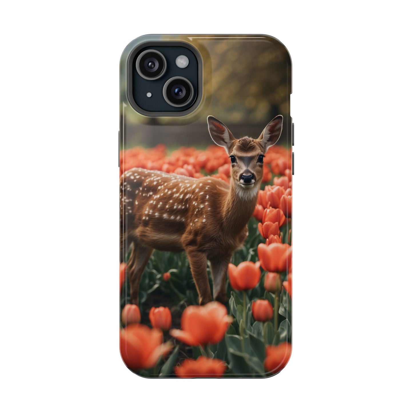 Fawn Among Tulips MagSafe iPhone Case