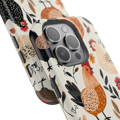 MagSafe iPhone Case: Cluckin' Vintage – Chickens & Leaves